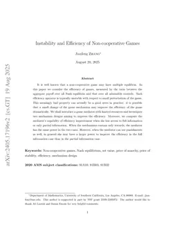 Instability and Efficiency of Non-cooperative Games
