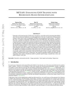 MCGAN: Enhancing GAN Training with Regression-Based Generator Loss