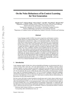 On the Noise Robustness of In-Context Learning for Text Generation