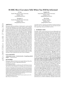 R-ODE: Ricci Curvature Tells When You Will be Informed