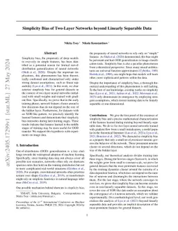 Simplicity Bias of Two-Layer Networks beyond Linearly Separable Data
