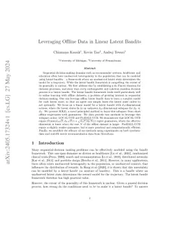 Leveraging Offline Data in Linear Latent Contextual Bandits