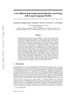 Cost-efficient Knowledge-based Question Answering with Large Language
  Models