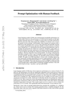 Prompt Optimization with Human Feedback