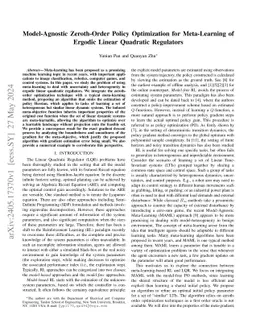 Model-Agnostic Zeroth-Order Policy Optimization for Meta-Learning of
  Ergodic Linear Quadratic Regulators