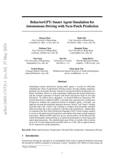 BehaviorGPT: Smart Agent Simulation for Autonomous Driving with
  Next-Patch Prediction