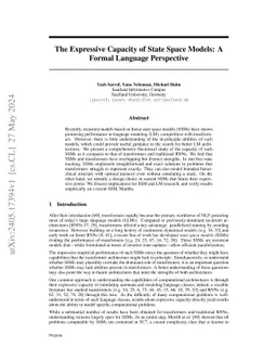 The Expressive Capacity of State Space Models: A Formal Language Perspective