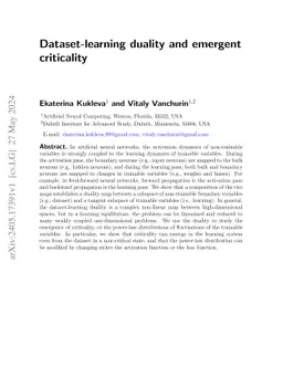 Dataset-learning duality and emergent criticality