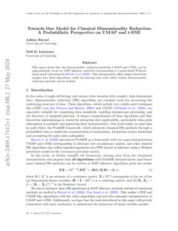 Towards One Model for Classical Dimensionality Reduction: A Probabilistic Perspective on UMAP and t-SNE