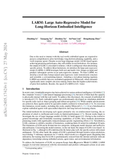 LARM: Large Auto-Regressive Model for Long-Horizon Embodied Intelligence