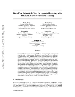 Data-Free Federated Class Incremental Learning with Diffusion-Based
  Generative Memory