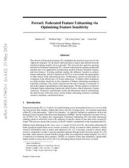 Ferrari: Federated Feature Unlearning via Optimizing Feature Sensitivity