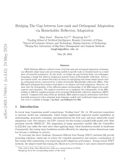 Bridging The Gap between Low-rank and Orthogonal Adaptation via
  Householder Reflection Adaptation