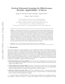 Vertical Federated Learning for Effectiveness, Security, Applicability:
  A Survey