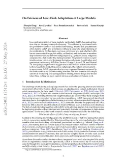 On Fairness of Low-Rank Adaptation of Large Models