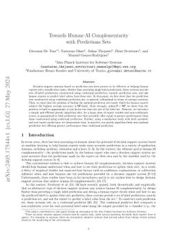 Towards Human-AI Complementarity with Predictions Sets