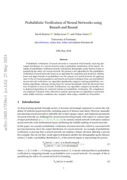 Solving Probabilistic Verification Problems of Neural Networks using Branch and Bound