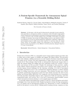 A Patient-Specific Framework for Autonomous Spinal Fixation via a
  Steerable Drilling Robot