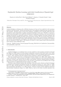 Explainable machine learning multi-label classification of Spanish legal
  judgements