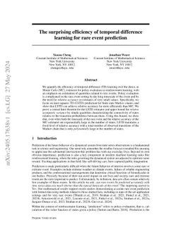 The surprising efficiency of temporal difference learning for rare event prediction
