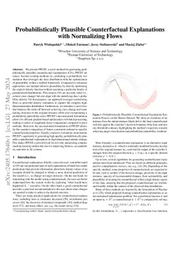 Probabilistically Plausible Counterfactual Explanations with Normalizing
  Flows
