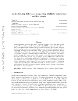 Understanding differences in applying DETR to natural and medical images