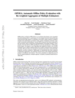 OPERA: Automatic Offline Policy Evaluation with Re-weighted Aggregates
  of Multiple Estimators