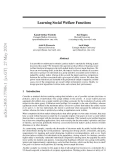 Learning Social Welfare Functions