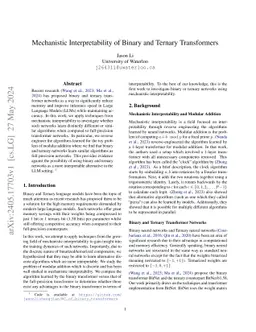 Mechanistic Interpretability of Binary and Ternary Transformers
