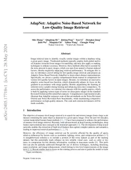 AdapNet: Adaptive Noise-Based Network for Low-Quality Image Retrieval