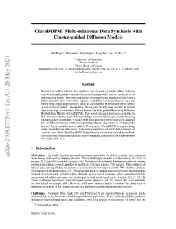 ClavaDDPM: Multi-relational Data Synthesis with Cluster-guided Diffusion
  Models