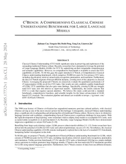 C$^{3}$Bench: A Comprehensive Classical Chinese Understanding Benchmark
  for Large Language Models