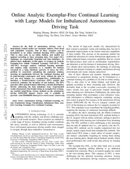 Online Analytic Exemplar-Free Continual Learning with Large Models for
  Imbalanced Autonomous Driving Task