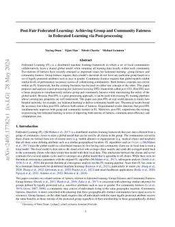 Post-Fair Federated Learning: Achieving Group and Community Fairness in
  Federated Learning via Post-processing