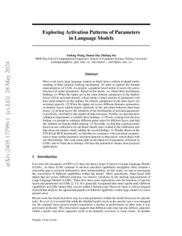 Exploring Activation Patterns of Parameters in Language Models