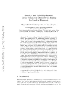 Sparsity- and Hybridity-Inspired Visual Parameter-Efficient Fine-Tuning
  for Medical Diagnosis