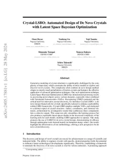 Crystal-LSBO: Automated Design of De Novo Crystals with Latent Space
  Bayesian Optimization