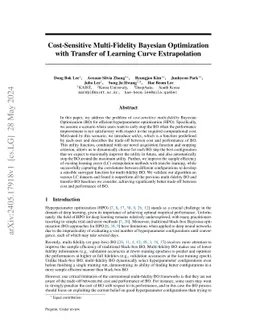 Cost-Sensitive Multi-Fidelity Bayesian Optimization with Transfer of
  Learning Curve Extrapolation
