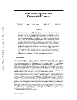 Self-Guiding Exploration for Combinatorial Problems