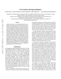 On Creativity and Open-Endedness