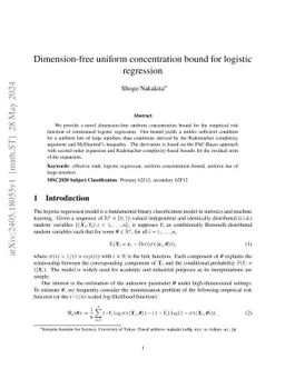 Dimension-free uniform concentration bound for logistic regression