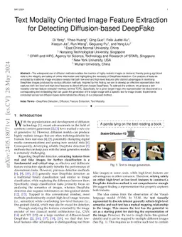 Text Modality Oriented Image Feature Extraction for Detecting
  Diffusion-based DeepFake