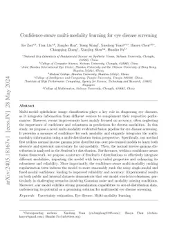 Confidence-aware multi-modality learning for eye disease screening