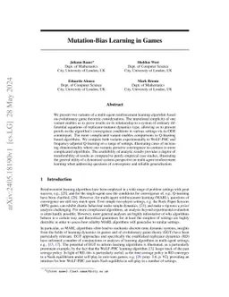 Mutation-Bias Learning in Games