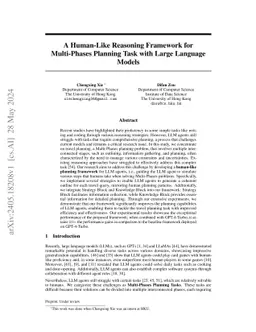 A Human-Like Reasoning Framework for Multi-Phases Planning Task with
  Large Language Models