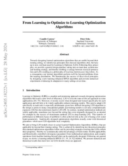 From Learning to Optimize to Learning Optimization Algorithms