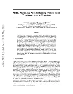 MSPE: Multi-Scale Patch Embedding Prompts Vision Transformers to Any
  Resolution