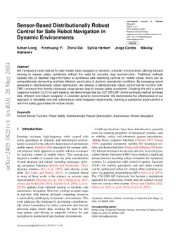 Sensor-Based Distributionally Robust Control for Safe Robot Navigation in Dynamic Environments