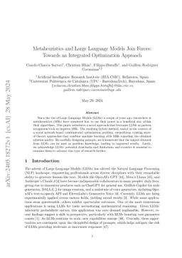 Metaheuristics and Large Language Models Join Forces: Toward an Integrated Optimization Approach
