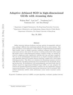 Adaptive debiased SGD in high-dimensional GLMs with streaming data